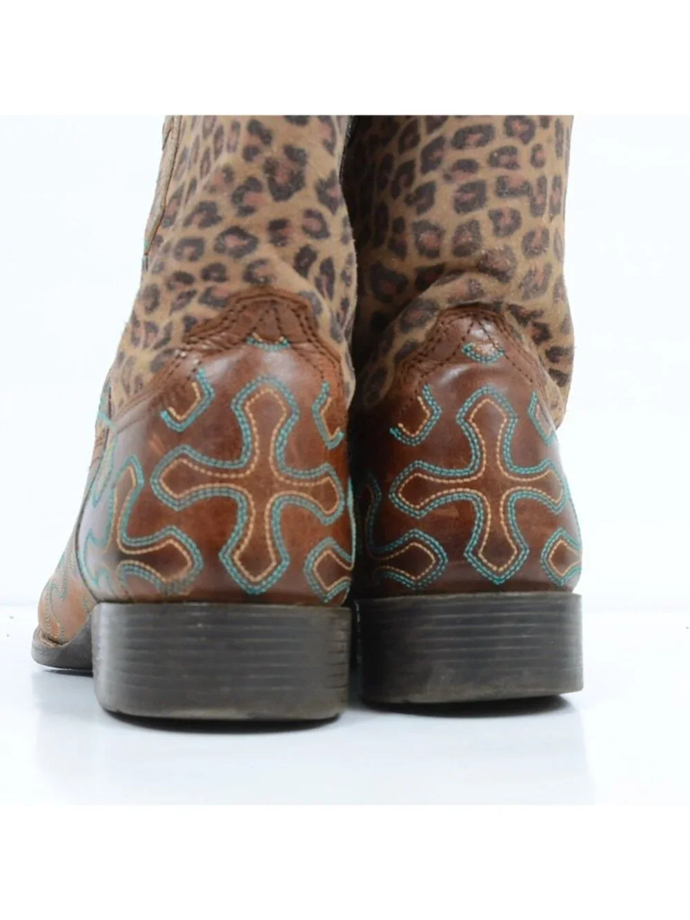 Ariat Children's Size 3 Crossroads Leopard Print Suede Leather Cowgirl Riding Bo